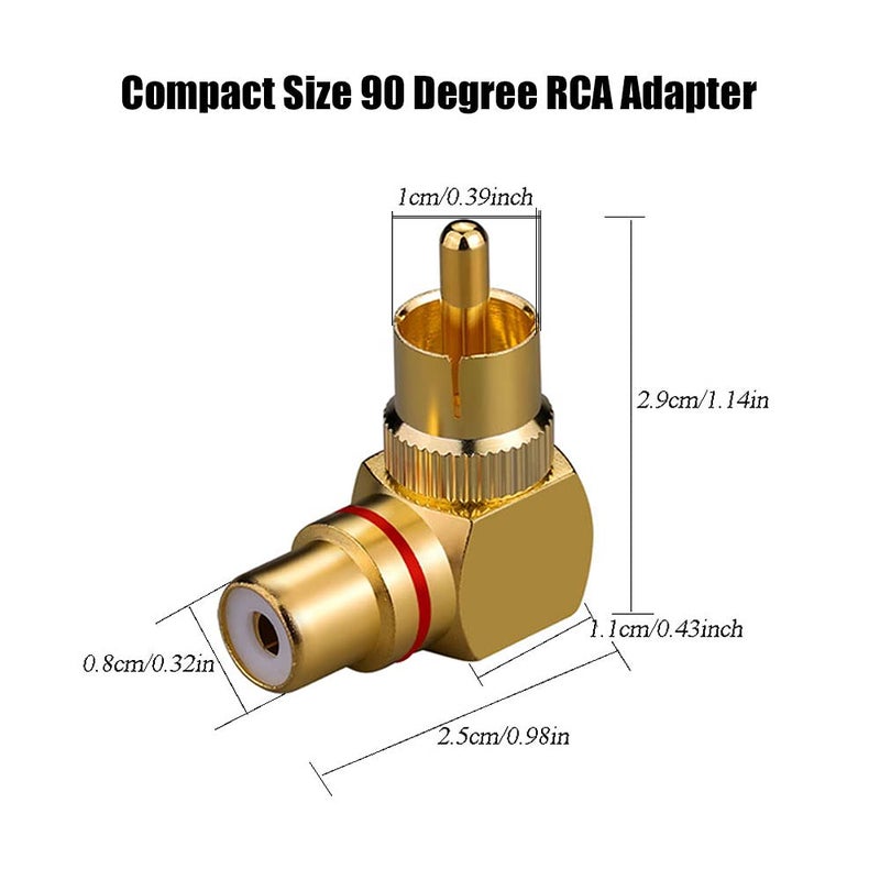 Eightnoo RCA Right Angle Adapter - 90Â° Female to Male Gold-Plated Connector for Wall Mounted TV as Space Saver (4) - Image 3